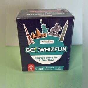 Geowhizfun card kid game, 246 cards, 2 games in 1, guess the country or capital.